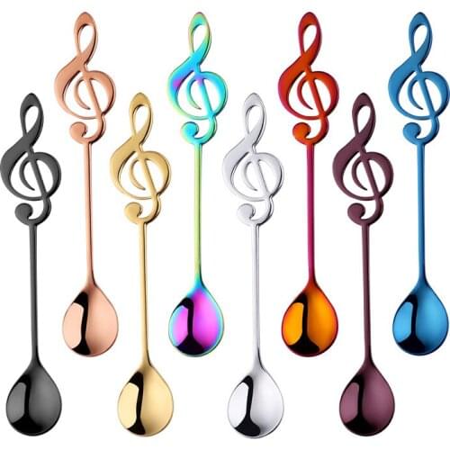 Stainless Steel Music Note Spoon Music Theme Tea Stirring Cafe Coffee Spoon Flatware Drinking Tools Kitchen Gadgets Gifts