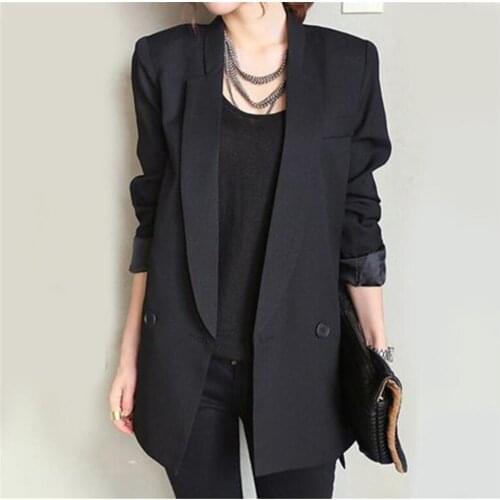 Fashion 2020 Solid Long Style Black Women Jacket and Blazer Female Notched Collar Asymmetrical Ladies Blazers feminino PZ3244