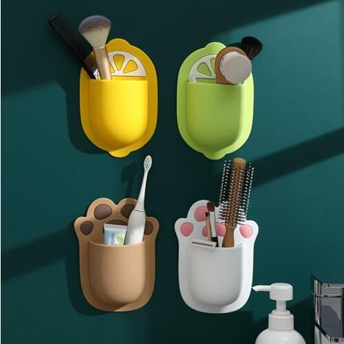 Wall Mounted Silicone Toiletry Organizer Waterproof Toothbrush Holder Razor Holder Bathroom Accessories Storage Organizer