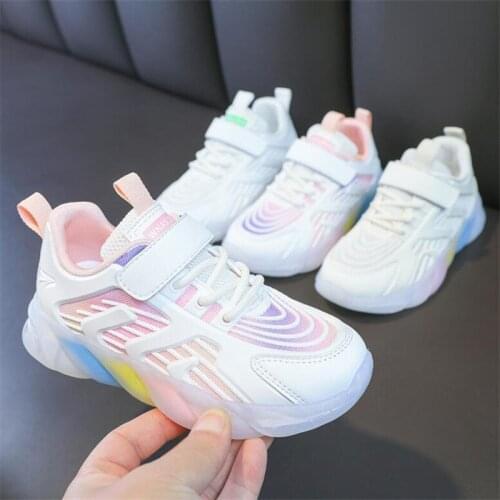 Girls shoes girls sports shoes 2021 new summer mesh breathable childrens sports shoes soft sole light casual shoes