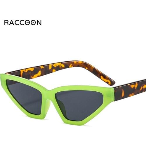 Ins Popular Fashion Cat Eye Vintage Women Sunglasses Retro Triangle Colorful Eyewear Shades Uv400 Men Green Purple Sun Glasses
