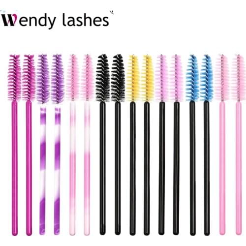 Disposable Mascara Wands Mini Lashes Brushes 9 Colors Applicator Micro Brushes for Eye Lashes 50Pcs/bag Makeup Lash Spoolies