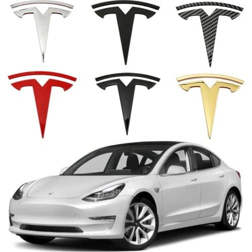 2PCS Original Car Logo Metal Replacement Sticker Front Back Trunk Logo Replace Emblem Decals Stickers for Tesla Model 3/X/Y/S