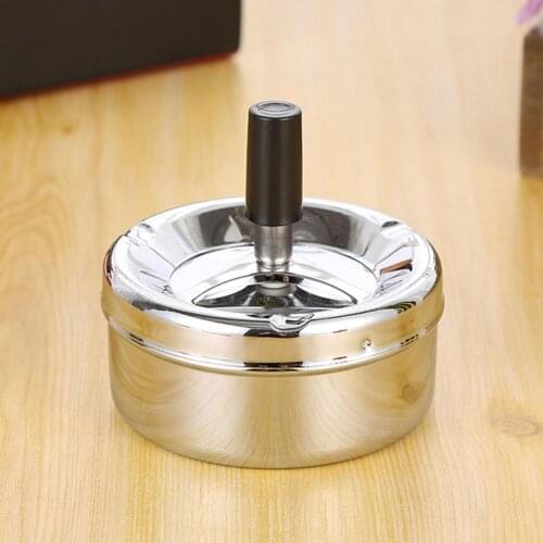 1 Pcs Ashtray Round Durable Protable Creative Stainless Steel Windproof Rotation Lid Home Hotel Ashtray Smoker Gift