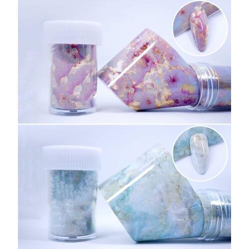 2 Colors 100X4cm/roll Nail Foil Transfer Sticker with Nail Art Foil Glue, Kalolary Holographic Flame Nail Art Stickers Foil