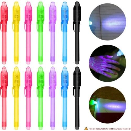 1 Piece Random Color Pens Secret Pen Secret Learning Tool Check Money Pens 2 In 1 Invisible UV Light Multi Function Pen For Kid