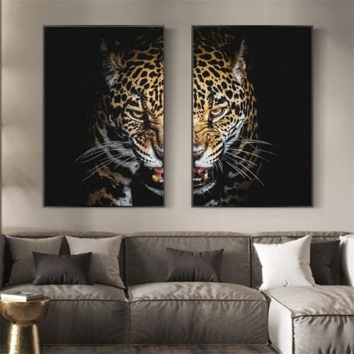 Leopard Face Abstract Canvas Paintings on the Wall Art Posters and Prints Animals Moudlar Pictures For Living Room Cuadros Decor