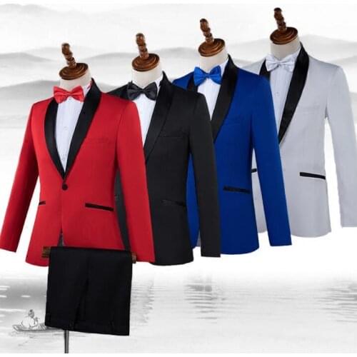Chorus groom wedding suits men red blazer boys prom mariage suits fashion slim masculino latest coat pant designs spring summer