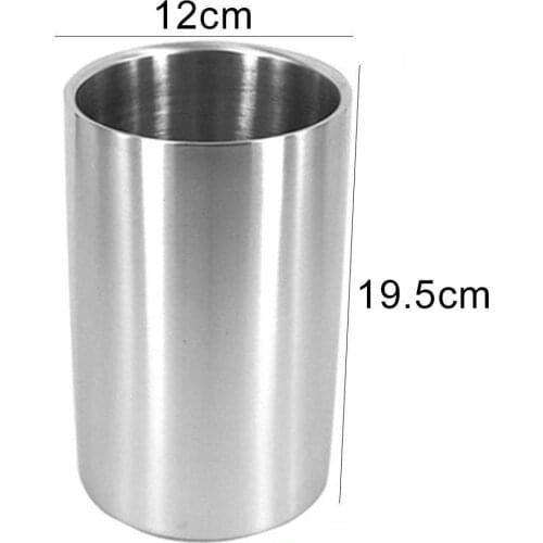 Stainless Steel Double-Walled Heat Insulated Ice Cube Bucket Round Container Bucket Wine Ice Cooler Beer Cabinet Kitchen Tool