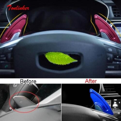 Tonlinker Interior Steering wheel Shift paddle Cover Stickers For Geely Tugella FY11 2019-20 Car Styling 2 PCS Aluminum Stickers