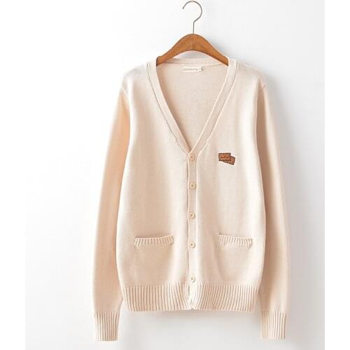 Moe Girls Lovely cartoon embroidery 9 color Multiple styles Knitted cotton sweater cardigan uniform cos JK