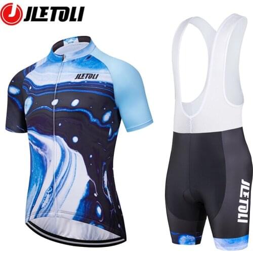 JLETOLI Men Cycling Jerseys Set High Elasticity Bicycle Jersey Kits Breathable Road Bike Short Sleeve Clothes Maillot Ciclismo