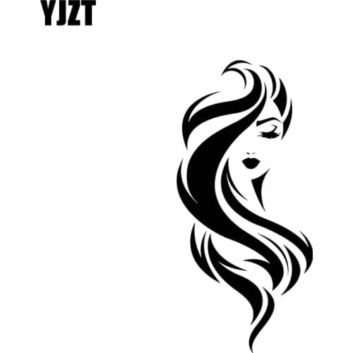 YJZT 8.9*19.2CM Sexy Long Hair Quiet Girl Face Good Quality Black/Silver Vinyl Decal Fantastic Style Car Sticker C20-0460