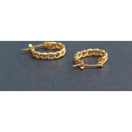 Hip Hop Jewelry Hoop Earrings For Women Gold Silver Color Curb Chain Hoop Earring Fashion Bijoux Boucle Oreille Femme Gift