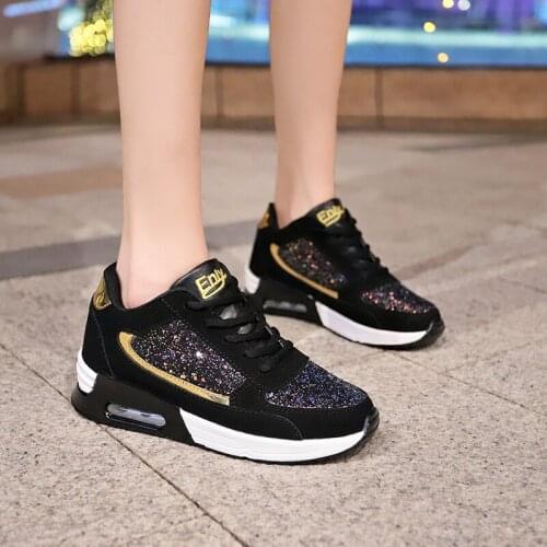 Shoes Woman Fashion Sequin Shoes Woman Sport Sneakers Korean Increase Air Cushion Mesh Trainer Platform Walking Zapatos Mujer