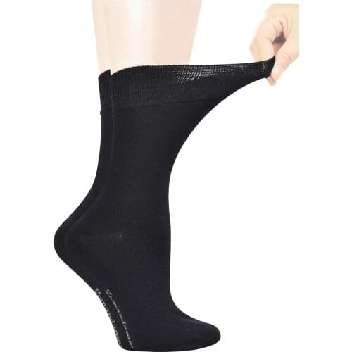 Yomandamor Womens Best Bamboo Seamless Crew Dress Black Socks,5 Pairs L Size