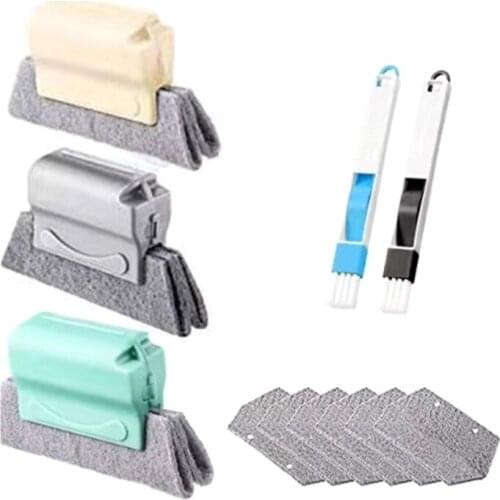 1 Set Window Groove Cleaning Brush Window Slot Corner Cleaner Tool for Car Shower Doors House Glass Cleaning Supplies K0AB