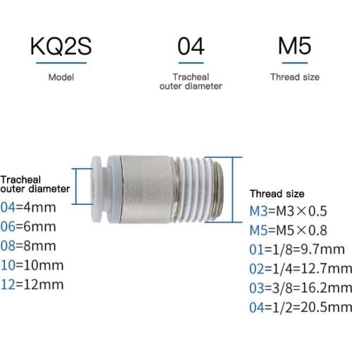1PCS SMC type mini air pipe joint KJS4 / 04 KJS3 / 03 KJS6 / 06 KQ2S08 -M3 / M5 / M6 / 01 pneumatic components