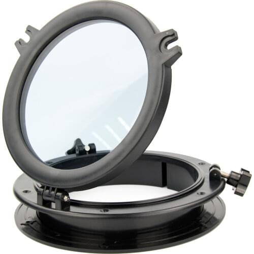 10'' Marine Boat RV Porthole Plastic Round Hatches Port Lights Windows Black