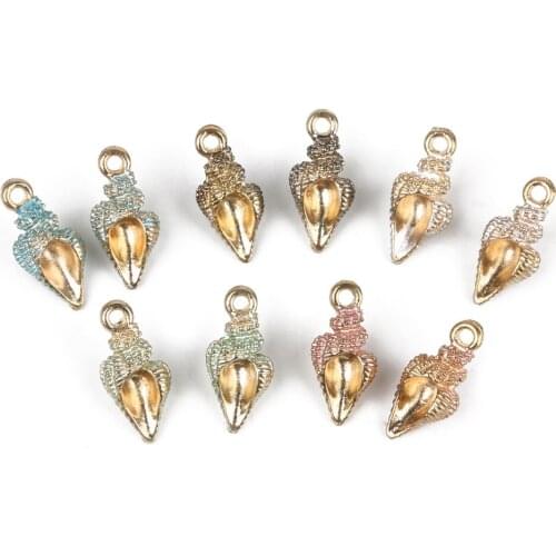 10pcs 20mm Gold Color Alloy Enamel Conch Charms Pendant For Necklace Bracelet Jewelry Making DIY Earring Findings