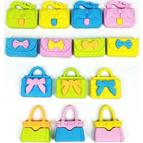 16 Pcs Creative Cartoon Portable Eraser Cute Lady Handbag Detachable Pencil Wipe Cartoon Student Stationery Wholesale