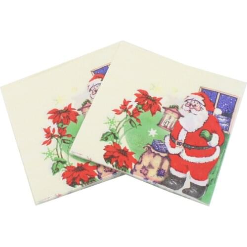 20Napkins/lot 33x33cm 2020 Christmas Paper Napkin Party Paper Santa Claus Restaurant DIY Merry Christmas Party Decoration