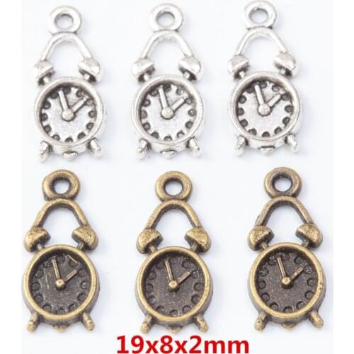 80 pieces of retro metal zinc alloy Clock pendant for DIY handmade jewelry necklace making 7681