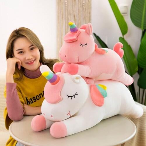 Large Lying Unicorn Doll Comfortable Pillow Creative Plush Toys Childrens Gift Kawaii Decompression Peluche For Child Birthday