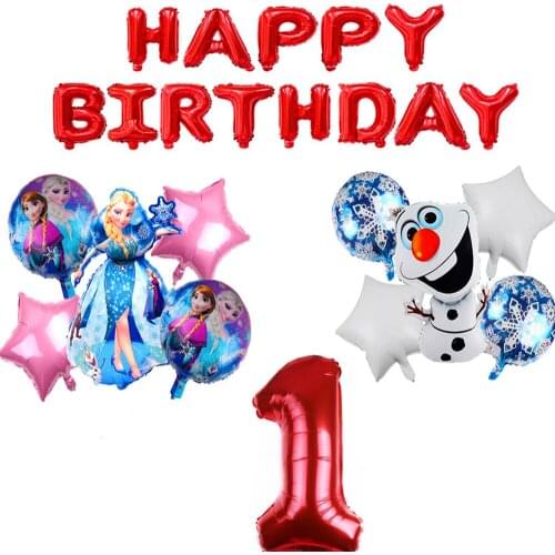 Big size new Disney Happy birthday kids child elsa anna disposable banner balloon party decoration supplier