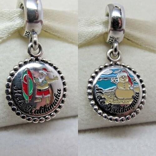 Original 100% S925 Sterling Silver New Snowman Charm , Santa Surfing Christmas Suit Bracelet Women DIY Jewelry