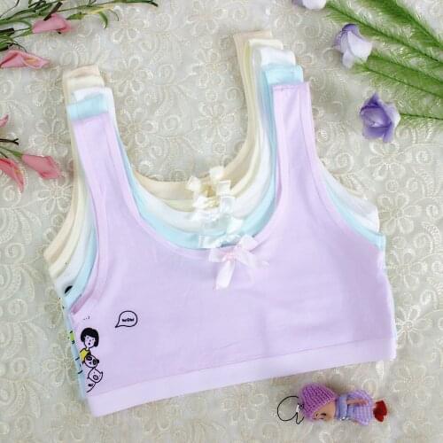 Young Girl Training Bra Children Cartoon Pig Panda Print Bra 6-12 Years Teenager Cotton White Vest Camisoles Underwear