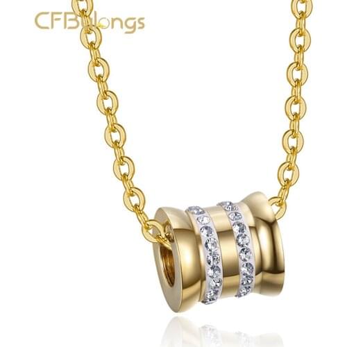 CFBulongs Exquisite Adjustable Zircon Women Necklace Pendant 316L Stainless Steel Fashion Crystal Jewelry Wedding Necklace
