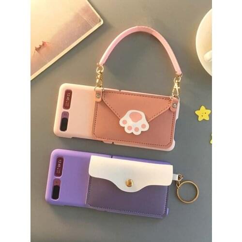 Card Wallet Case for Samsung Galaxy Z Flip 5G Funda Handbag Phone Back Cover for Galaxy F7070 F7000 Foldable Leather Case