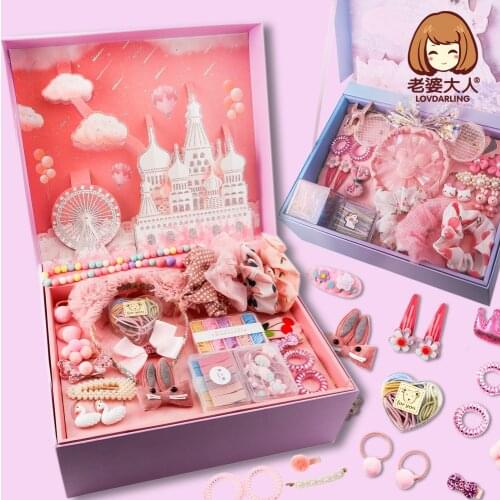 Childrens Headband Hairpin Cartoon Hair Accessories Gift Bag Hair clips Barrettes Hair Ring Large Gift Box Birthday Gift