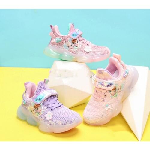 Disney childrens cartoon frozen princess girl non-slip soft sole casual shoes sports shoes student running breathable shoes