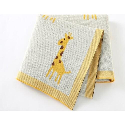 Baby Blanket 100%Cotton Knitted Newborn Girl Boy Bedding Crib Quilts Plaid Cute Giraffe Toddler Stroller Wrap Swaddle Super Soft