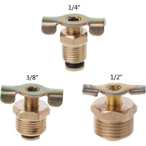 NPT 1/4\" 3/8\" 1/2‘’ Solid Brass Compressor Air Tank Port Fittings Drain Valve