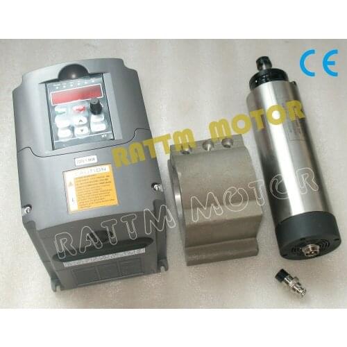 1.5KW Air-cooled spindle motor ER11,24000rpm,4 bearing 220V & 1.5kw Inverter VFD 2HP 220V & 65mm spindle bracket clamp for CNC