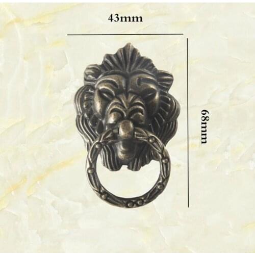 JD 68*43mm Antique Lion Handle Green Bronze Zinc Alloy Handle Drawer Wine Box Handle Box Handle Decorative Door
