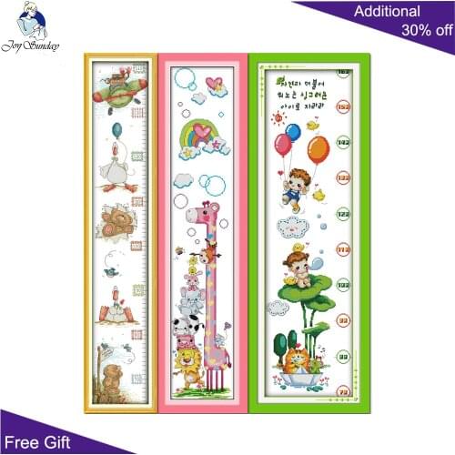 Joy Sunday Height Chart Home Decor C246 K078 K179 Counted and Stamped Duck Bear Giraffe Baby Height Chart Cross Stitch kits