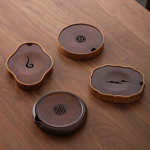 Chinese-Style Heavy Bamboo Pot Tray Water Storage Tea Table Bamboo Solid Wood Pot Mat Small Number Tea Tray Storage Kettle Tray