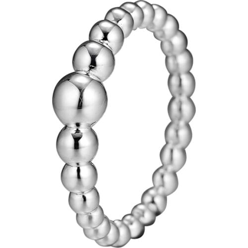 Genuine 925 Sterling Silver Rings for Women String of Beads Ring Engagement Wedding Statement Jewelry Party Gift anillos