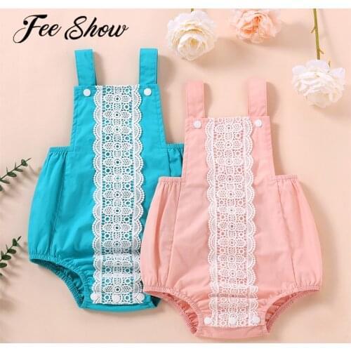 Summer Newborn Infant Baby Girl Bodysuit Cotton Lace Rompers Jumpsuit Casual Sleeveless Backless Playsuit Solid Outfits Clothes