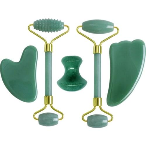 Face Massager Gouache Scraper Natural Jade Roller Gua Sha Kit Gouache Massage Set Facial Massager Beauty And Health Care Tool