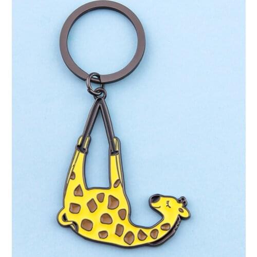 Cute Giraff Key Rings Kawaii Animal Women Girl Car Keyring Purse Pendant Bag Charm Key Chain Holders Lovers Couples Best Gift
