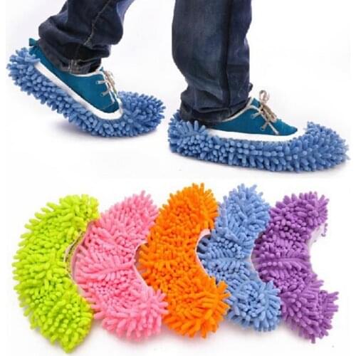 Multifunction Microfiber Chenille Floor Dust Cleaning Slippers Mop Wipe Shoes Wigs House Home Cloth Clean Cover Mophead Overshoe