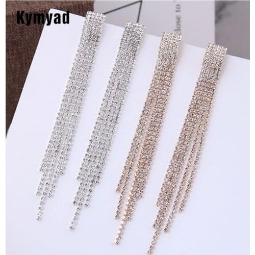 Kymyad Fashion Crystal Earrings For Women Jewelry Vintage Tassel Chains New Woman Earrings Statement Earings Fashion Jewelry