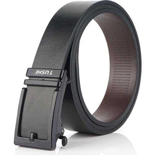 Fashion belt mens leather automatic buckle belt leather cowhide young business simple wild personality tide belt