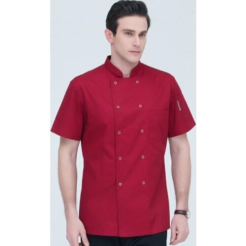 Short Sleeve Restaurant Chef Kitchen Work Uniforms men Double Breasted Sushi Bakery Cafe Waiter Catering Food Service Ms Jacket
