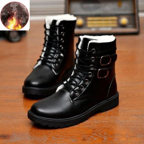 Winter Men Boots Waterproof Warm Fur Snow Boots Men Outdoor Winter Work Casual Shoes Military Combat Rubber Ankle Boots R12-61